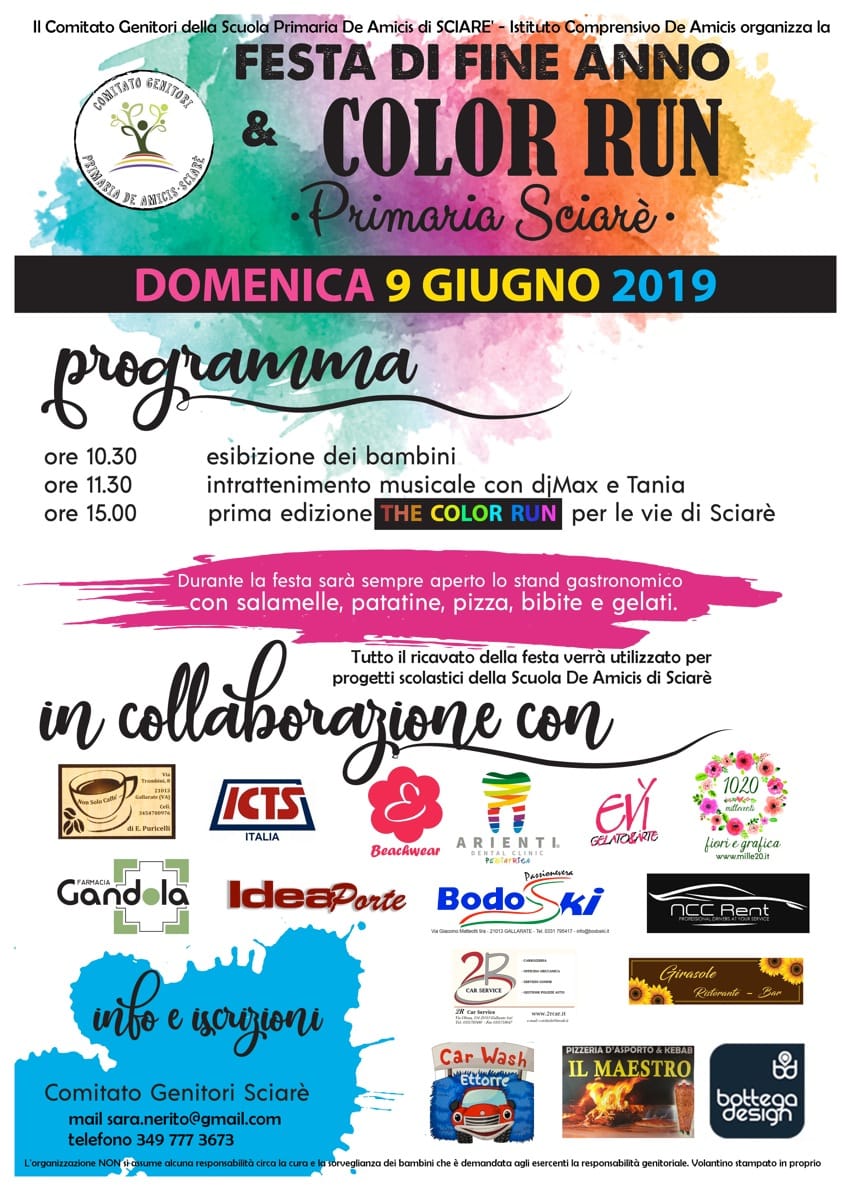 Festa di fine anno e Color Run a Sciarè